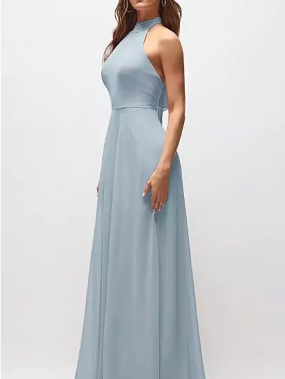 After Six Dusty Blue Halter Maxi Gown